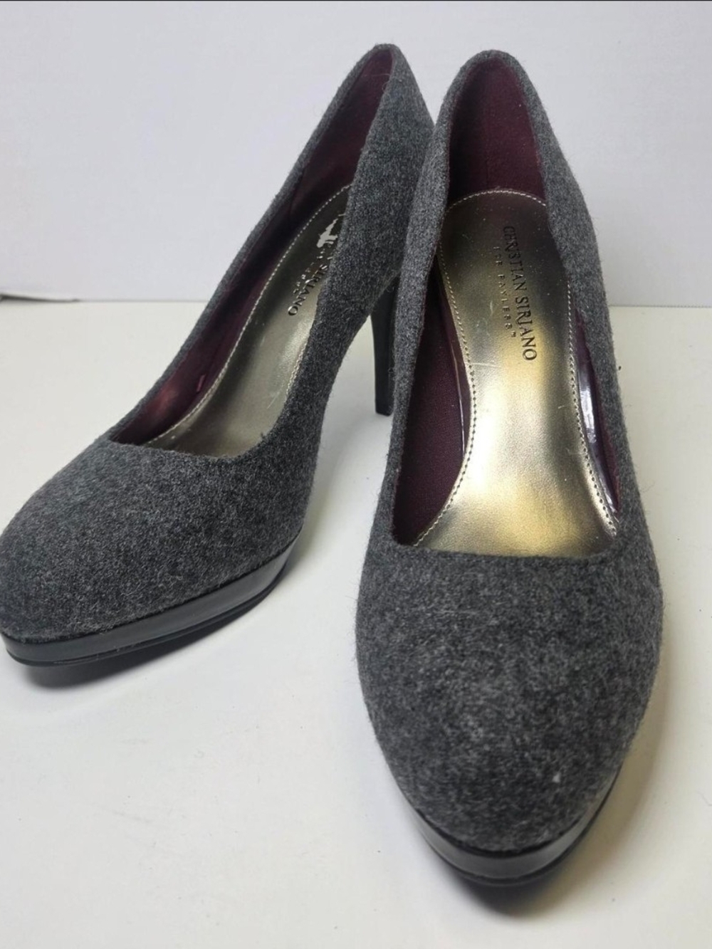 Christian Siriano Gray Wool Platform Pump